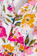 Floral Short Sleeve V Neck Dress with Pockets