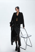 Suede Open Front Biker Jacket