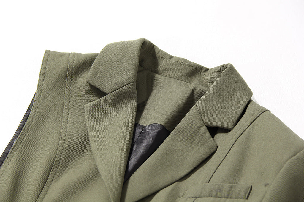 Deconstruction Detachable Wide Shoulder Coat