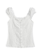 French Cutout Trim U Neck Tank Top