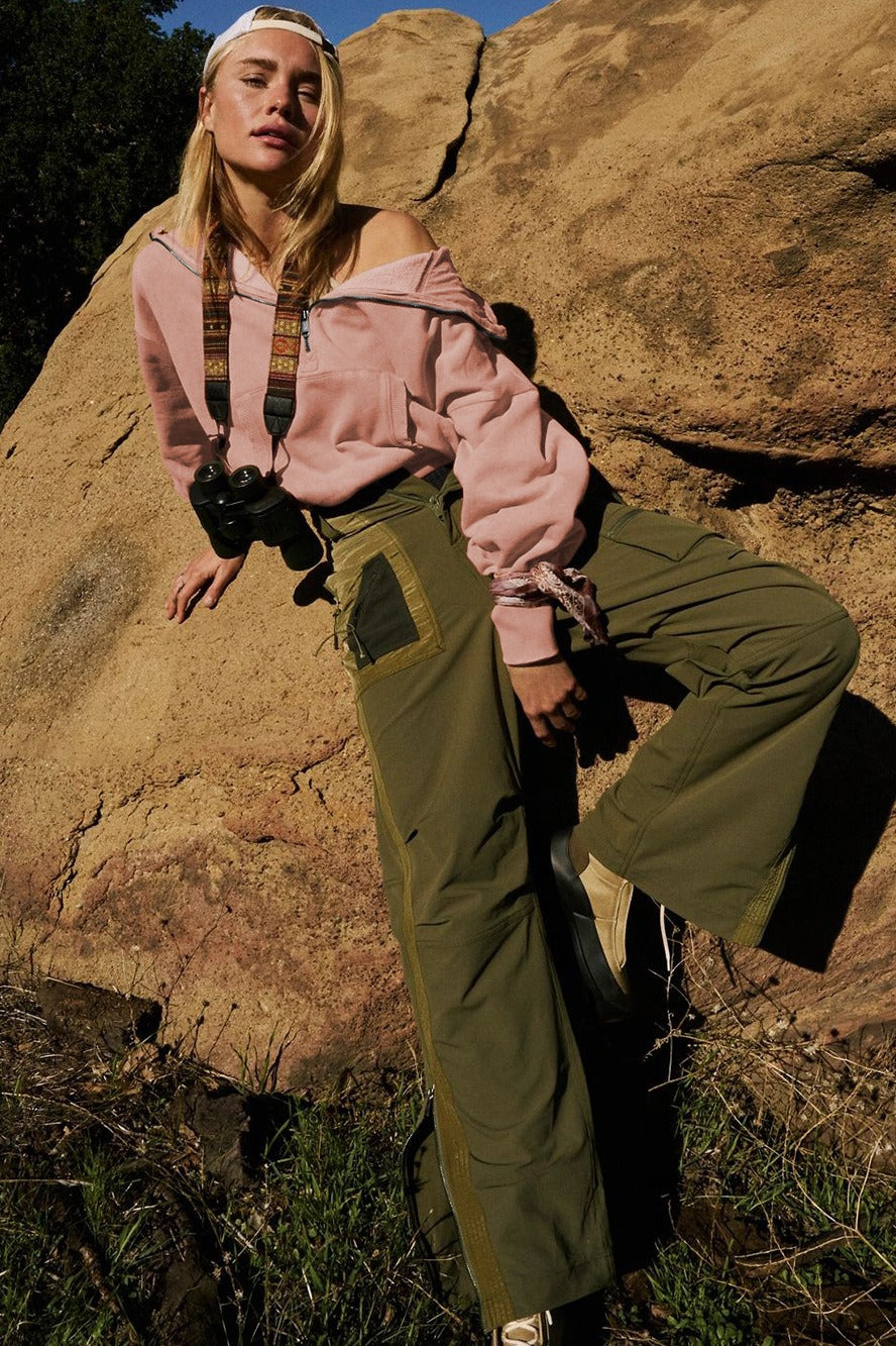 Sporty Drawcord Solid Cropped Sweatshirt