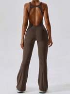Solid Backless U Neck Jumpsuit