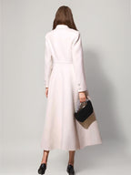 White Wool Cashmere Blend Flared Coat Lapel Double-Faced Winter Outerwear 2026
