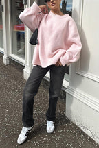 Crewneck Loose Fit Ribbed Knit Sweater