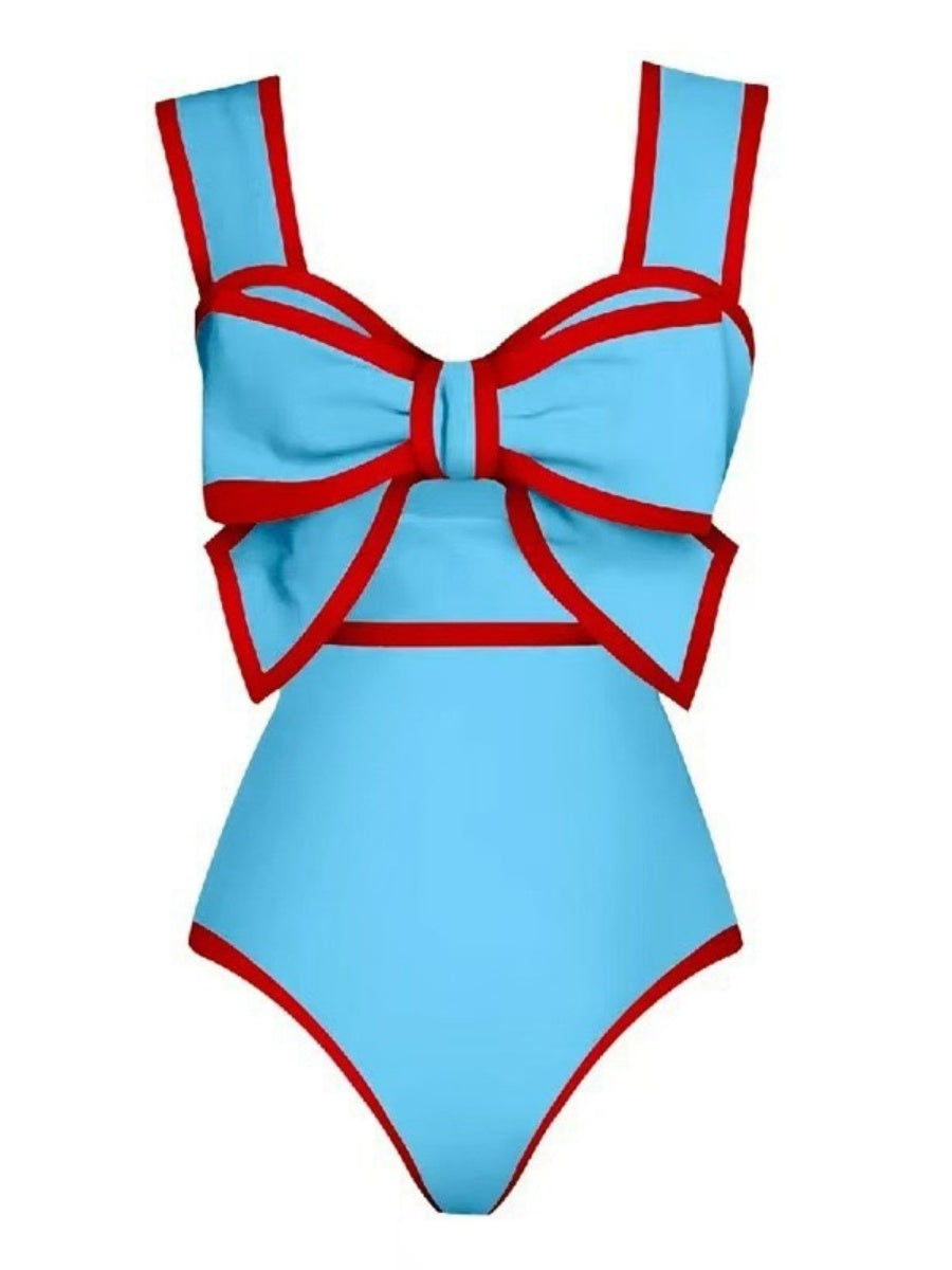 Black And White Color-blocked One-piece Swimsuit With Polka Dot Sun Protection Maxi Dress Two-piece Set