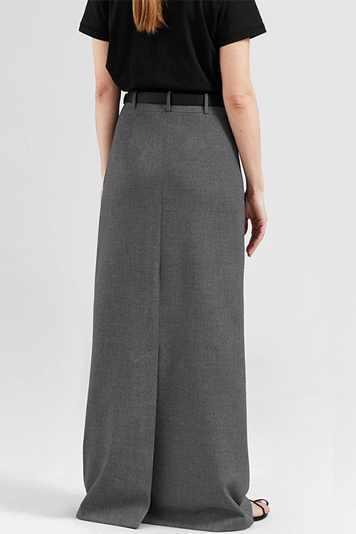 Elegant High Waist Back Slit Maxi Skirt