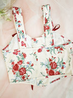 Sweet Floral Bow Lace Up Camisoles