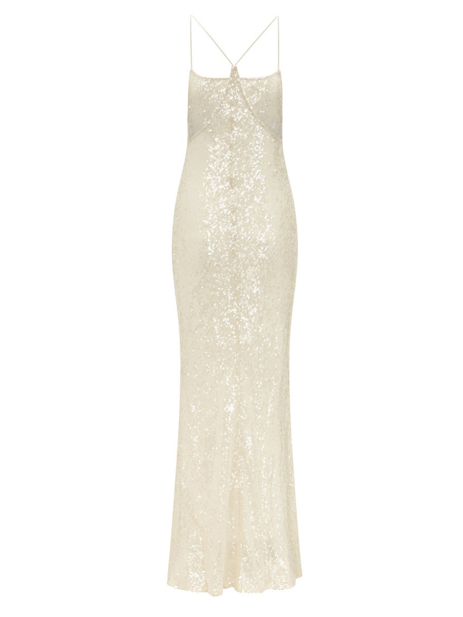 Backless Camisoles Sequins Slim-fit Banquet Maxi Dresses