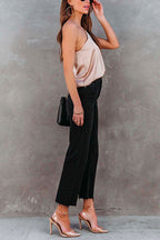 One Shoulder Solid Satin Cami Top