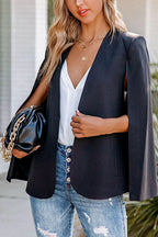 Open Front Split Sleeves Cape Jacket