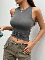 Tight-fitting Short Sleeveless Cutout Backless Tank Top