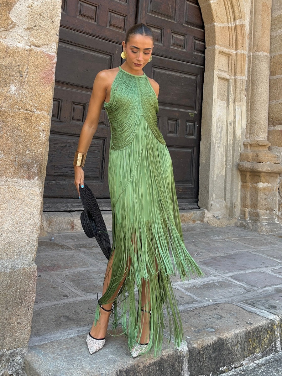 Halter Tassel Reunion Formal Dress Maxi Dresses