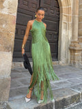 Halter Tassel Reunion Formal Dress Maxi Dresses