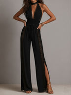 V-neck Lace Stitching Temperament Grace Pants Jumpsuits
