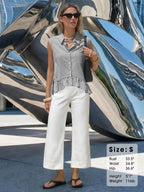 Stripes Sleeveless Shirts Loose-fit Commuting Tank Tops