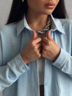 Solid Color Cardigan With Pockets, Casual Wide-leg Trousers 2-piece Sets