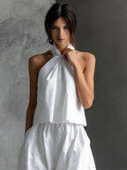 Loose Sleeveless Top And High-waisted Wide-leg Pants Two-piece Set