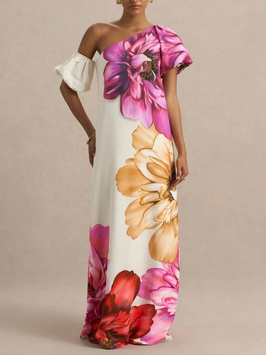 Off-shoulder Floral Print Maxi Dress For Vacation