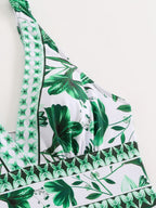 Blue And White Porcelain Print One-piece Slimming And Figure-flattering Long Swimsuit And Sun Protection Dress Two-piece Set