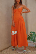 Spaghetti Strap Side Slit Swing Maxi Dress