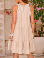 Loose-fit Trim Hollow Lace Halter Mini&Short Dresses