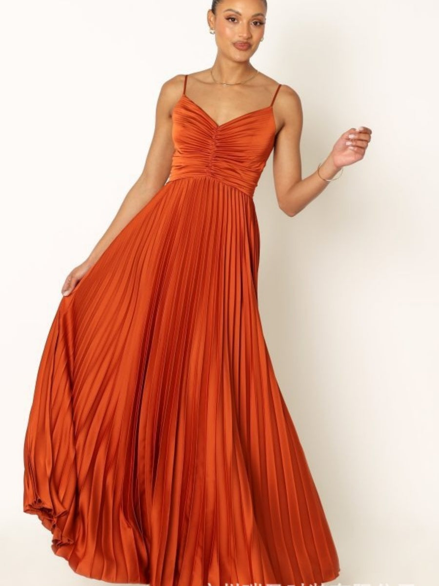 Camisoles Green Formal Dress Crimp Maxi Dresses