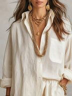 Lazy Style Shirt And Solid Color Shorts Two-piece Set