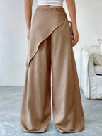 Button-up Slimming Wide-leg Trousers