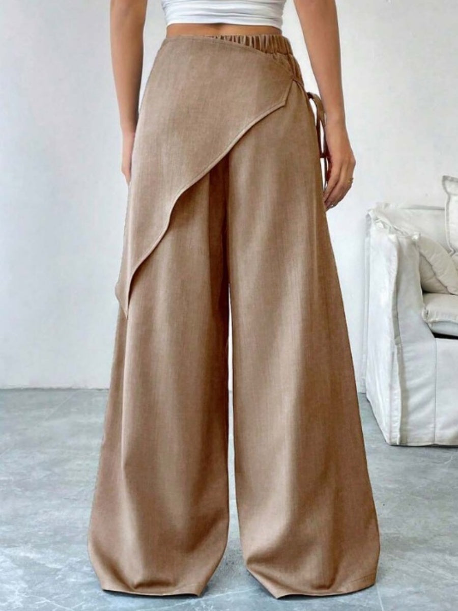 Button-up Slimming Wide-leg Trousers