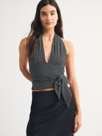 Polka Dots Neckband Cross Straps Backless Tank Tops