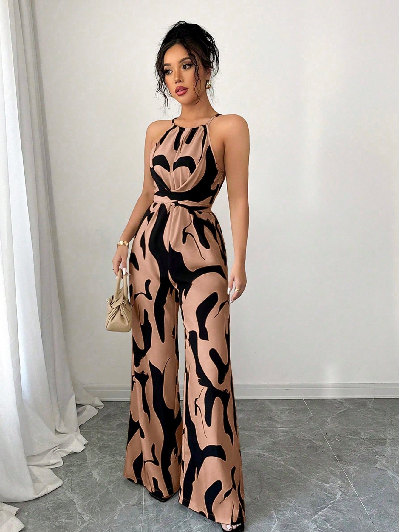 Milk-patterned Halter-neck Jumpsuit