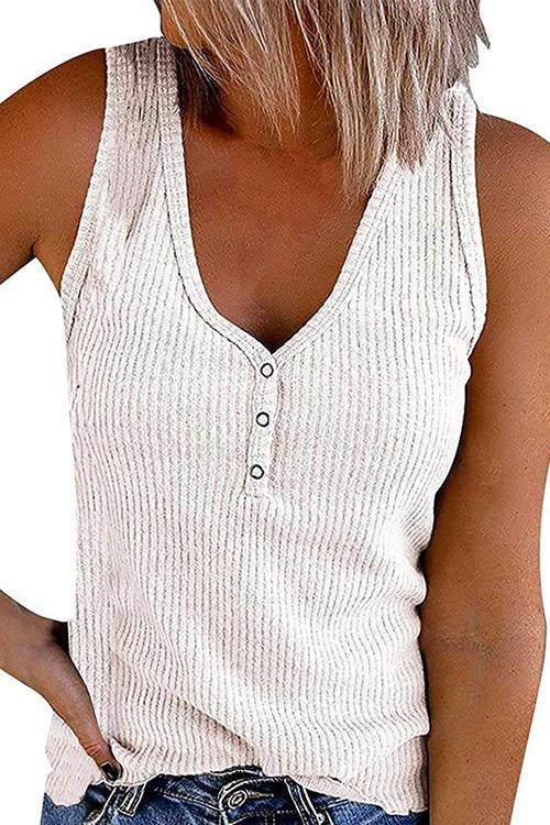Carrie V Neck Buttons Sleeveless Top