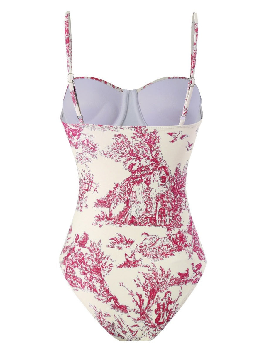 One-piece Swimsuit, Tight-fitting And Slimming, Retro-style Strappy