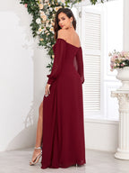 Grace Bandage Slit Formal Dress Chiffon Maxi Dresses