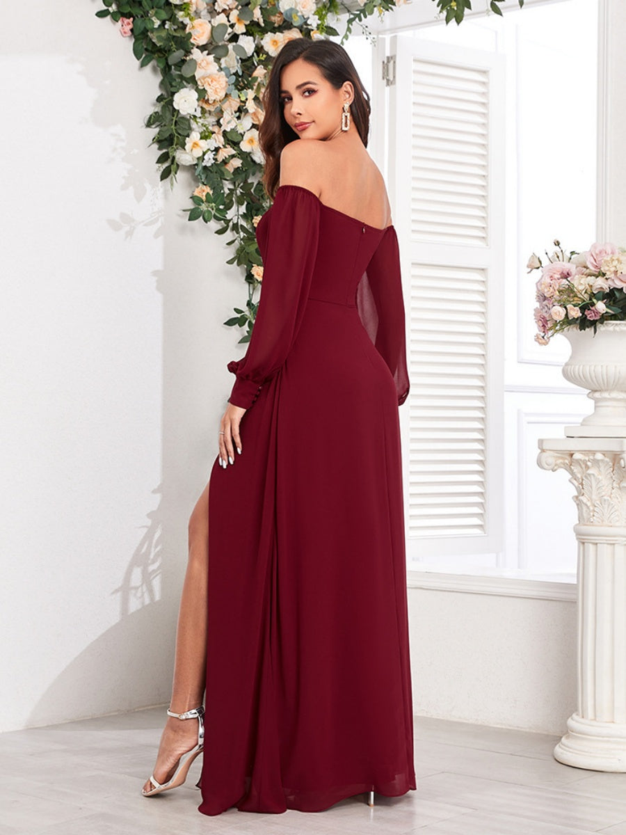Grace Bandage Slit Formal Dress Chiffon Maxi Dresses