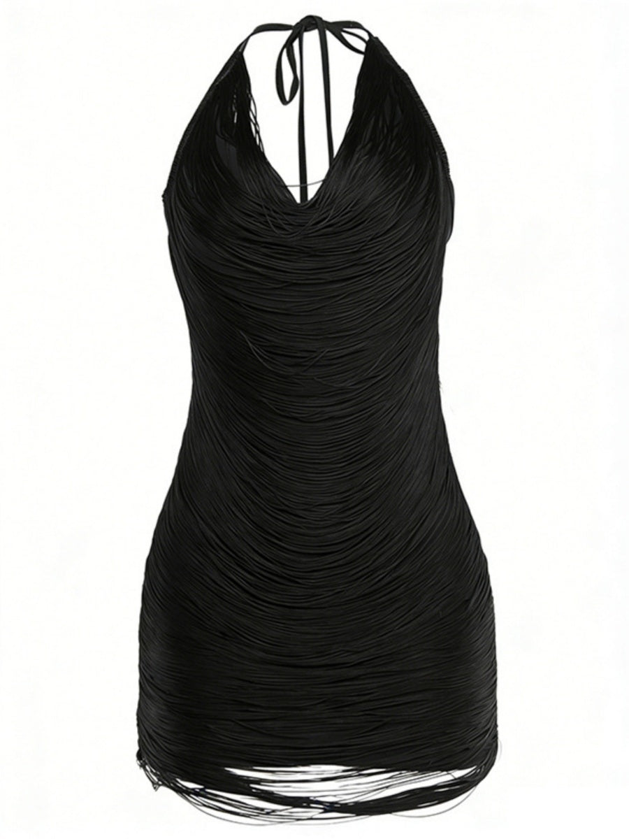 Tassel V-neck Halter Hip-hugging Mini&Short Dresses
