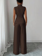 Commuting Sleeveless Suit Collar Vests Straight-leg Pants Set 2-piece Sets