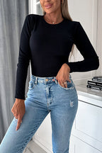 Crewneck Solid Ribbed Knit Fitted Top(5 Colors Available!)
