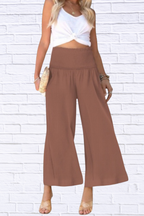Wide-Leg Smocked Waist Pants