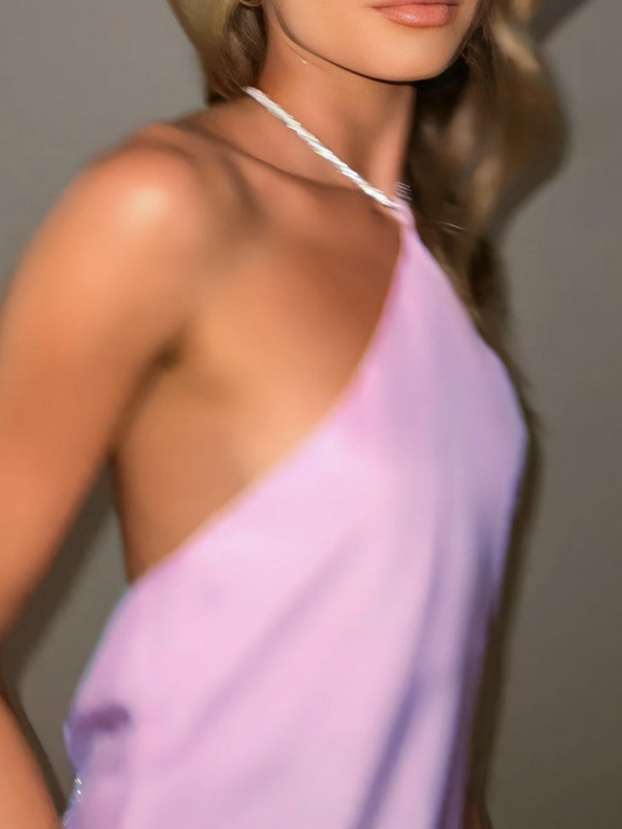 Satin Sexy Diamond Chain Formal Dress Maxi Dresses