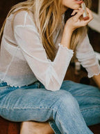 Long-sleeved Sheer Mesh Top