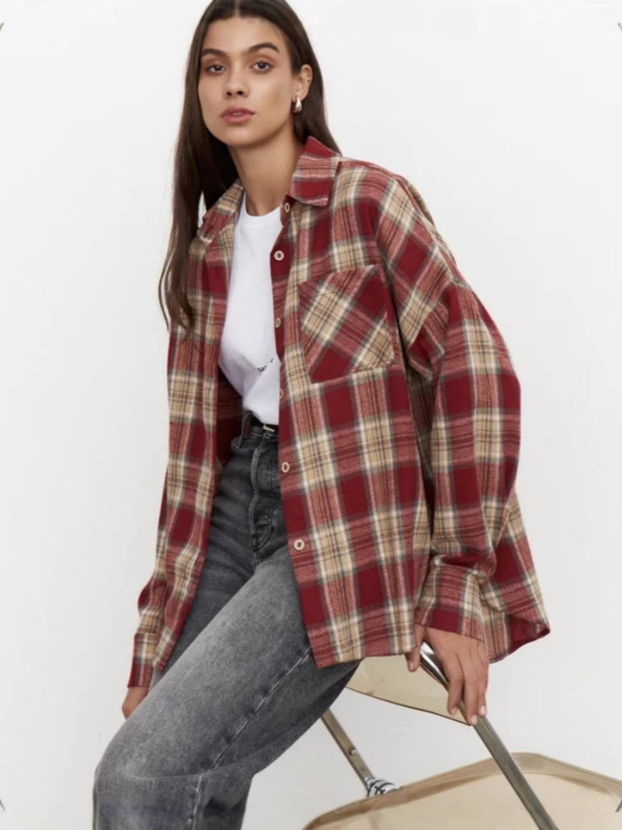 Plaid Oversize Coat Shirts