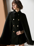 Women Burgundy Wool Blend Poncho Oversized Cape Coat Winter Outerwear 2026
