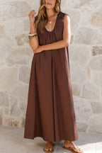 Solid Color Loose Sleeveless Casual Vacation Maxi Dress
