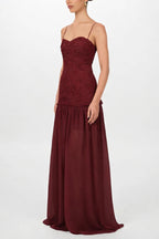 Stylish Three-dimensional Floral Chiffon Patchwork Strapless Elegant Maxi Dress
