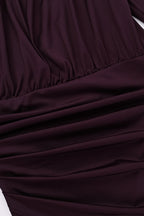 High Neck Ruched Split Bodycon Long Sleeve Party Dress