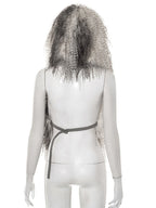 Faux Fur Backless Hooded Top With Fringe Hem For Women 2026