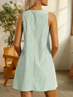 Sara Minimalist Sleeveless Striped Dress Elevated Occasion Wear