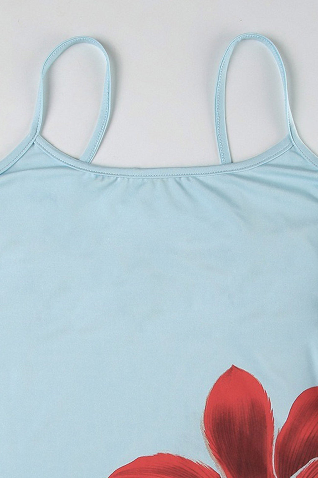 Poppy Floral Print Spaghetti Strap Scoop Neck Slip Mini Dress