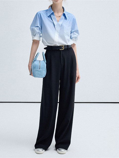 Loose-fitting, Versatile Blended Chiffon Short-sleeved Top